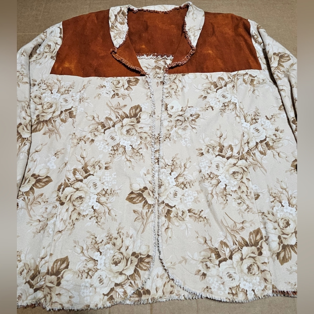 Handmade Women's Lg/XL Open Western Design Jacket‎ Faded Rose Seude